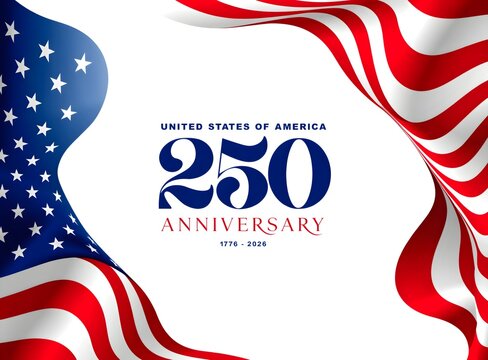 The United States of America celebrates 250 years of independence with a patriotic graphic design