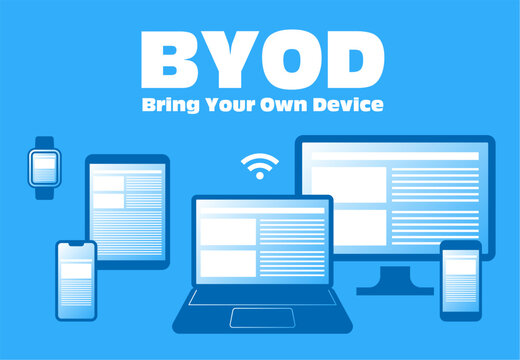 BYOD 私的デバイスの業務利用イメージの背景イラスト素材 ベクター 