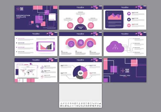 Editable Business Presentation Template Bundle with Data Visualization Charts and Infographic Slides.