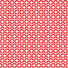 Seamless Red and White Geometric Pattern Featuring Abstract Petal Shapes and Minimalist Retro Style Scales for Modern Graphic Backgrounds © Shanto