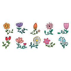 Fototapeta premium Cartoon Flower Doodle Illustration 