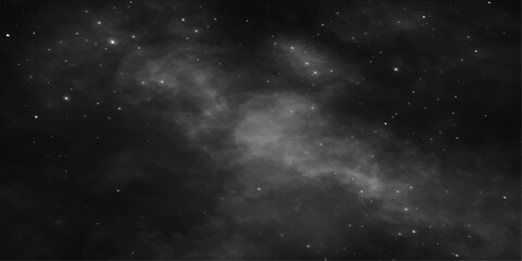 A deep blue nebula swirls through a dark starry universe, creating an abstract galaxy background filled with bright clouds and glowing starlight for a fantasy outer space illustration © Pixel Art