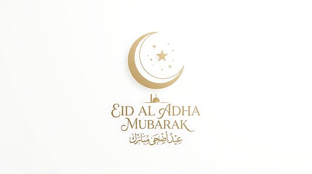 Elegant eid al adha greeting with crescent moon and star symbol