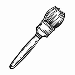 Obraz premium Paintbrush featuring bristles and a wooden handle stands as a versatile tool for artistic expression, home renovation projects, or creative industry concepts.