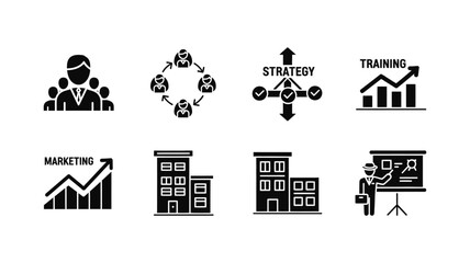 Naklejka premium Business strategy and marketing icons.