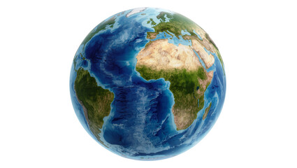Detailed planet Earth with continents and oceans, isolated on transparent background © GODSTOX