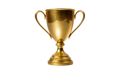 Fotobehang Goud Shiny golden trophy cup with handles, isolated on transparent background  © GODSTOX