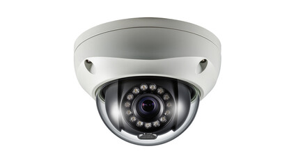 White dome security camera with infrared LEDs, isolated on transparent background © GODSTOX