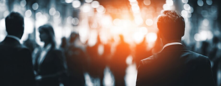 Diverse group of business professionals networking at corporate event with modern conference setting and professional interaction atmosphere professional meetup moment