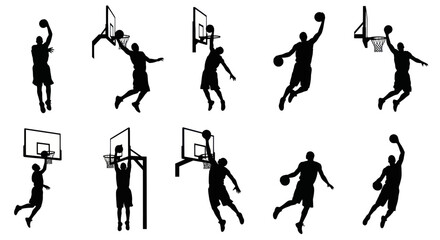 Basketball Player Silhouettes: Dunking and Shooting Action Poses © Erlin