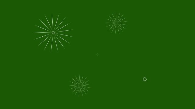 Highlight circles fireworks explosion line shape blast, glowing ellipse blast with shiny pop-up explosion effect, firework motion graphics template, line exploitation on .4K green screen.