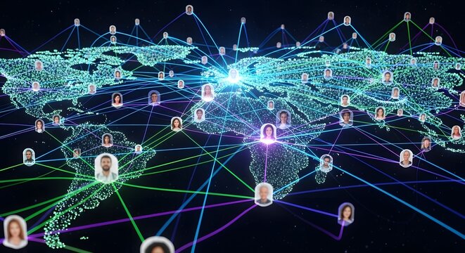 Global Network Connection Concept - People Connected Worldwide