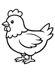 Fototapeta premium Black and white coloring page of a chicken.