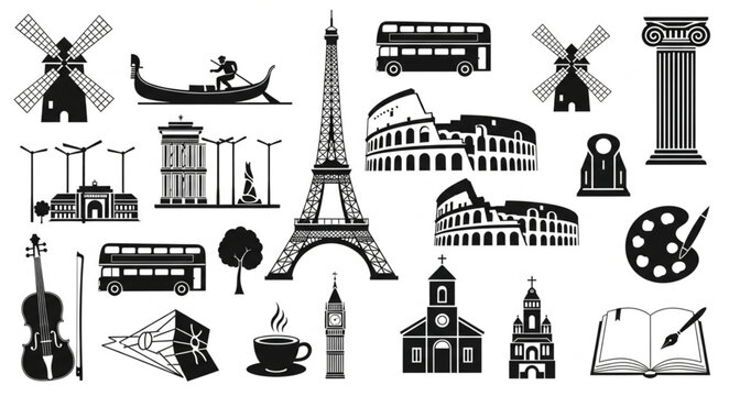 set of landmarks and monuments