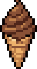 Fototapeta premium Chocolate Ice Cream Cone Pixel Art