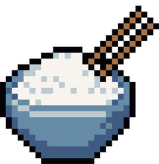Fototapeta premium Pixel Art White Rice Food Illustration