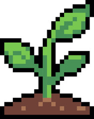 Obraz premium Pixel Art Sprout Plant Growth Illustration