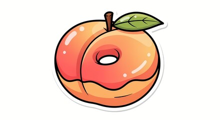 Obraz premium A charming cartoon illustration depicts a bright orange peach with a playful winking face and a single green leaf high quality professional detailed modern elegant stylish