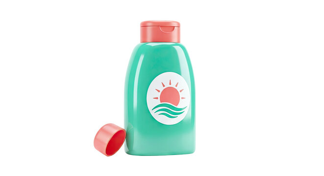 Green Sunscreen Bottle with Sun and Waves Logo