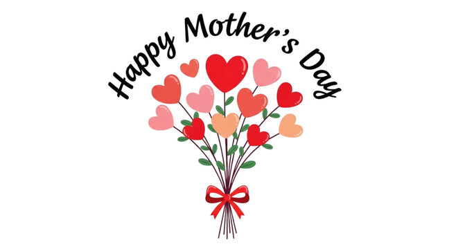 Happy Mother's Day Heart Bouquet for Greeting Cards, Gifts, and Celebrations