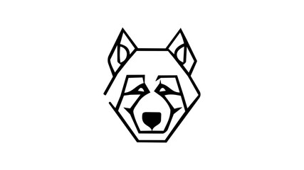 Minimalist dog head logo design, abstract geometric akita or husky icon, vector line art animal symbol isolated on white © Yuliia Litvinova