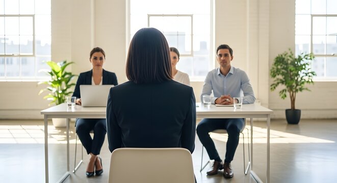 Job Interview Panel with Candidate, Hiring Process, Business Meeting