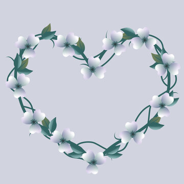 Heart shaped floral wreath illustration