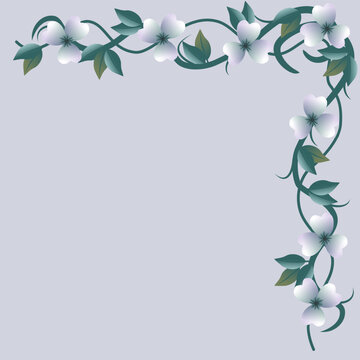 Floral corner design with blue flowers