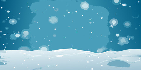 Abstract blue background with snowy landscape and scattered bubbles © RanjanKumar