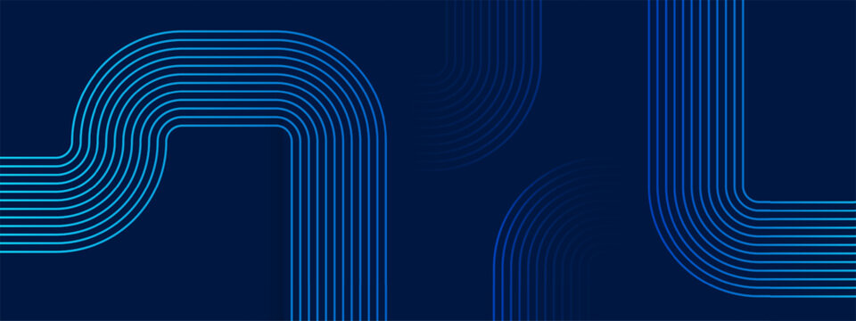 blue background with curved and overlapping blue gradient lines suitable for technology, presentation, banner, and digital design with a futuristic circuit pattern.