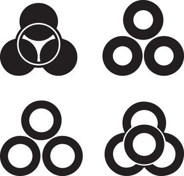 Silhouette of three interconnected circles forming a trinity symbol
