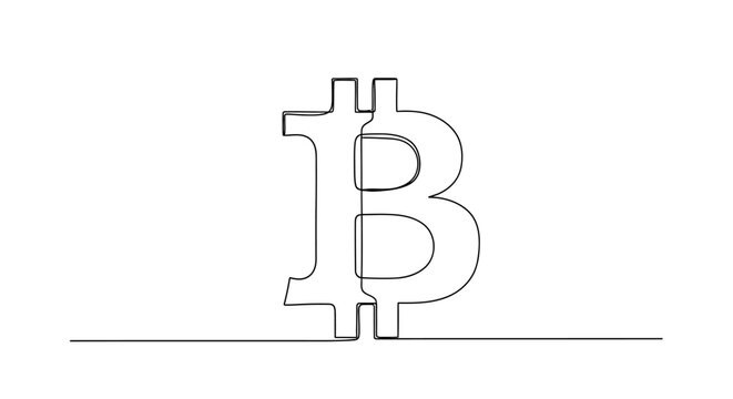 Bitcoin Symbol, Cryptocurrency Logo, Digital Currency, Financial Technology, Blockchain Concept, Minimalist Line Art