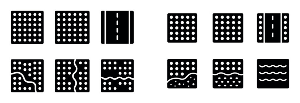 Terrain icons with grid road river minimal