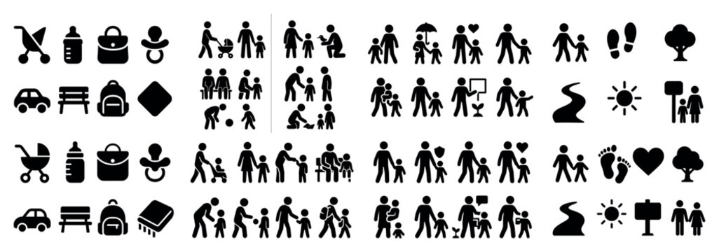 People icons with parent child baby minimal