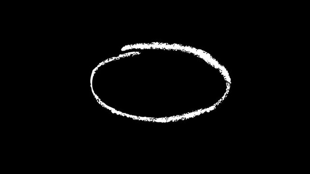 circle on white background in animated scribble style stop motion. Symbol of ellipse hand drawn in isolated footage ready to use in online interface to highlight necessary information