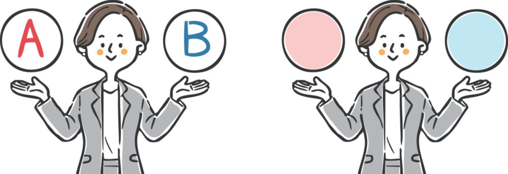 AとBの選択肢　キャリアウーマン2　全身　ベクター