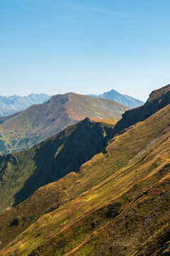 Velka Kamenista and part of High Tatras mountains with Krivan mountain peak from Koncista hill in Western Tatras mountains on slovakian-polish borders