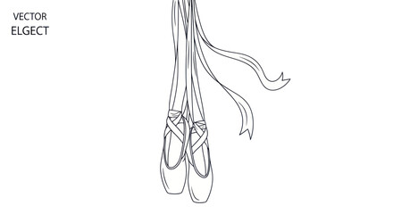 Elegant Ballet Pointe Shoes Hanging with Ribbons, Dance Art © nia