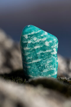 Green amazonite stone macro natural feldspar mineral texture