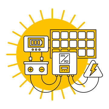 Solar panel and electric equipment concept in thin line