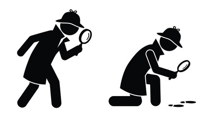 Two detectives investigate a scene with magnifying glasses a striking silhouette © Aklima