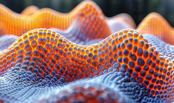 A vibrant orange and blue textured surface with a unique pattern