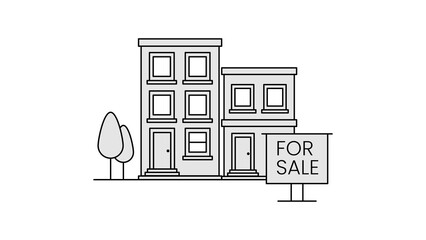 Building for Sale Icon, Real Estate Property Listing with Residential Apartment Illustration, Urban Housing Investment and Property Market Concept © Hasnain