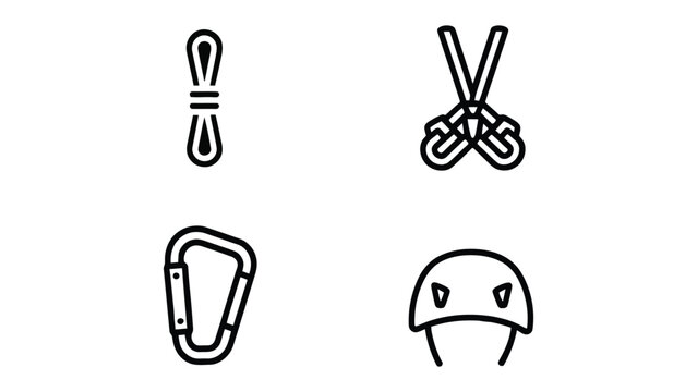 Essentials for Ascent: A collection of minimalist icons, illustrating key elements necessary for safe and successful climbing adventures.