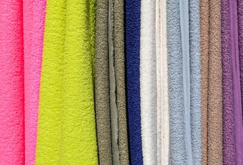 Colorful fleece fabrics displaying variety and warmth © Michael