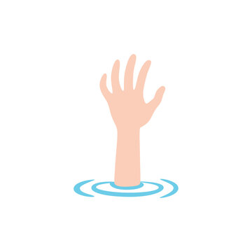 illustration of a man drowning and raising his hand for help out of the water