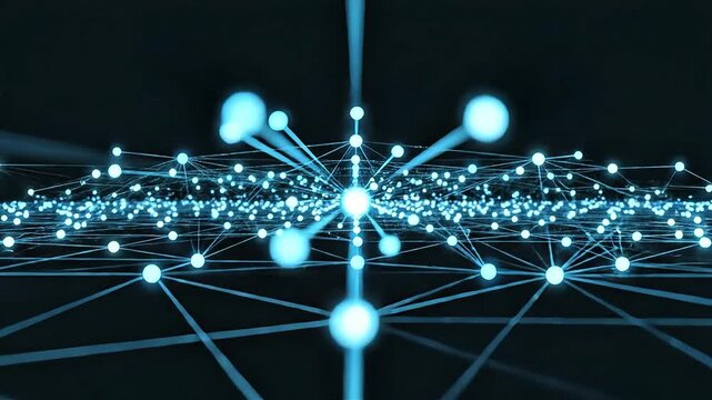 Futuristic API Connection Network with Data Flow Between Systems Minimal Tech Animation
