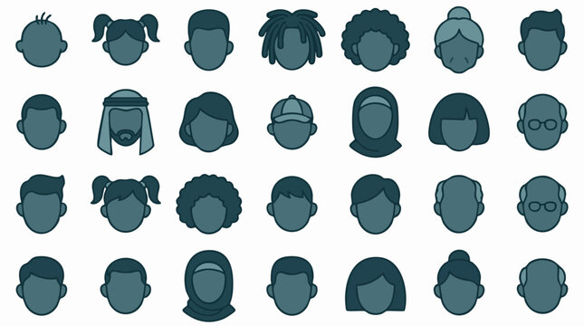 Collection of diverse flat design human avatar icons