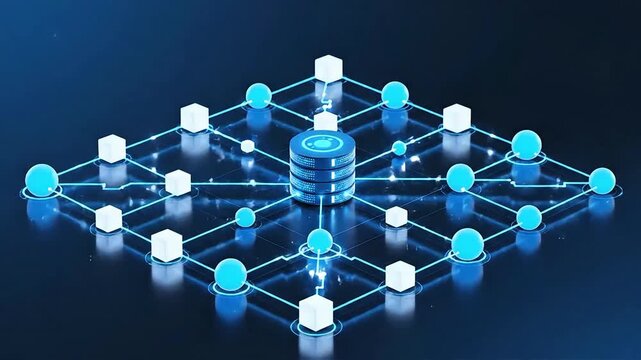 Futuristic API Connection Network with Data Flow Between Systems Minimal Tech Animation