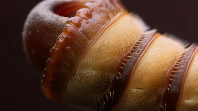 Caterpillar spiracle macro shot showing intricate details of its respiratory system, biological organism close-up, nature science...